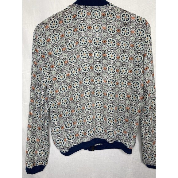 ABOUT A GIRL Jacket Lightweight Zip Floral Geometric Long Sleeve Womens XS Blue - Picture 3 of 12